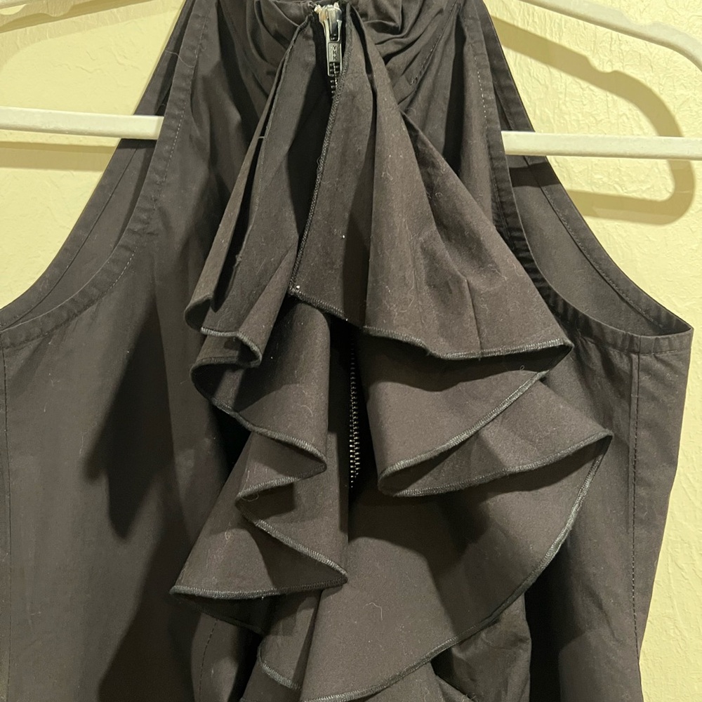 Chic Black Ruffle Halter Blouse - Picture 3 of 8